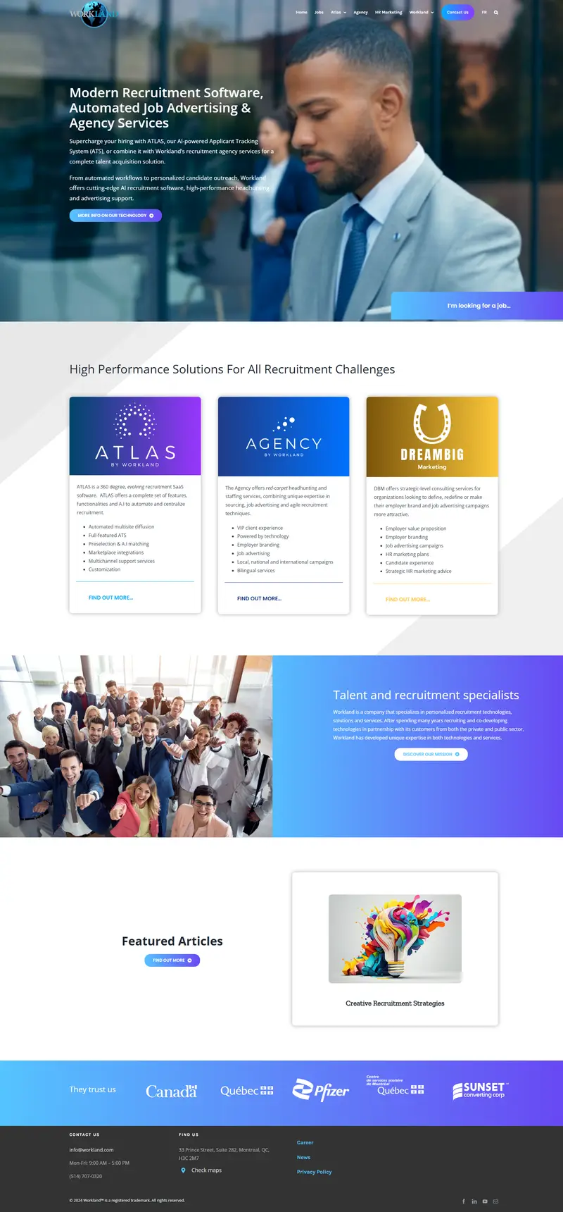 Recruitment technologies & HR services | Workland website screenshot