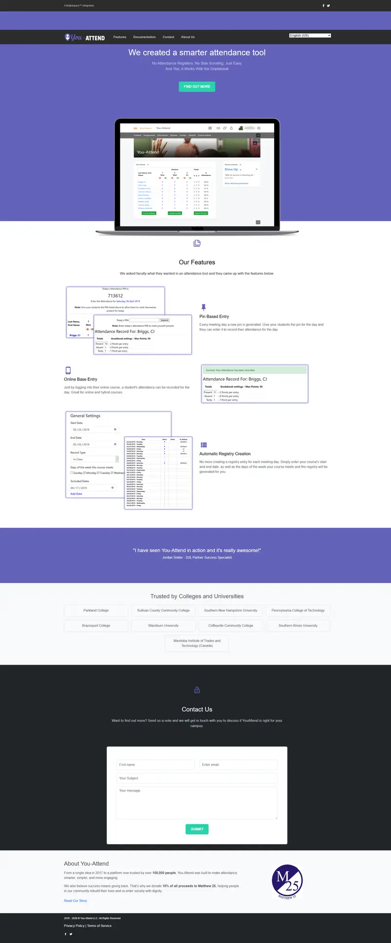 Home - You-Attend website screenshot