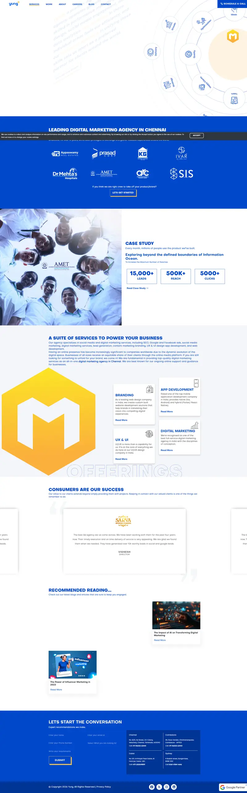 Top Digital Marketing Agency in Chennai | Yung Media website screenshot