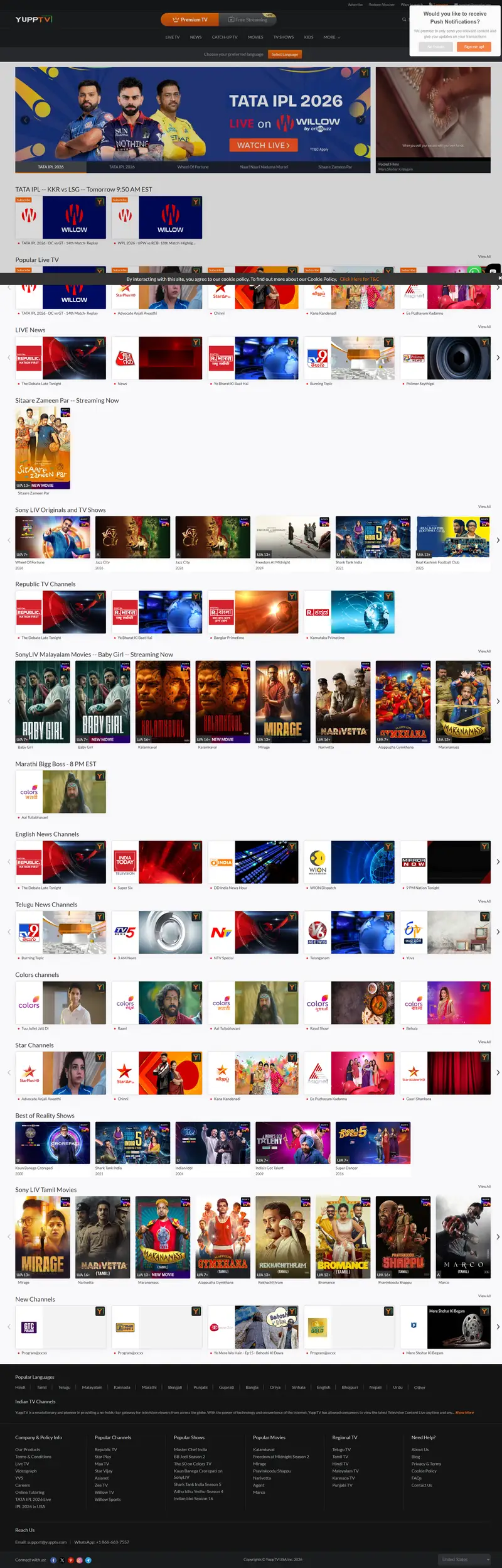 Live TV | TATA IPL 2026 Live | Live TV Channels | Live Cricket website screenshot