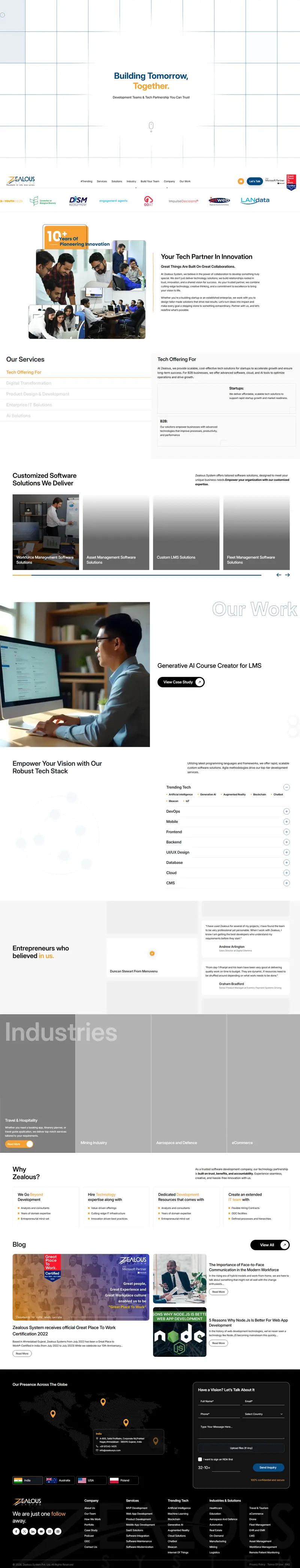 Software Development Company - Zealous System website screenshot