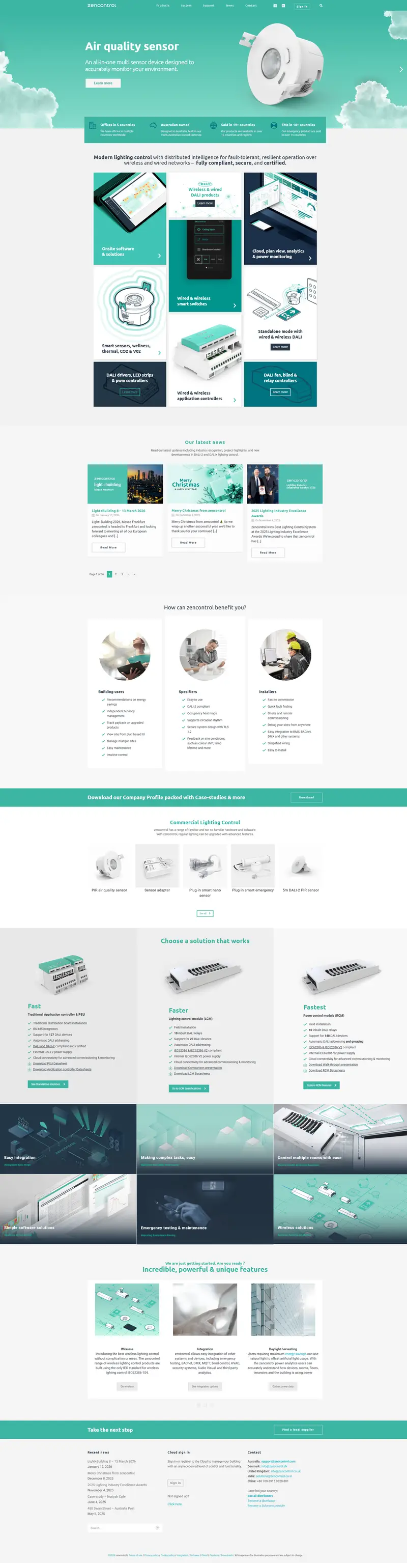 DALI Lighting Control Experts | zencontrol website screenshot