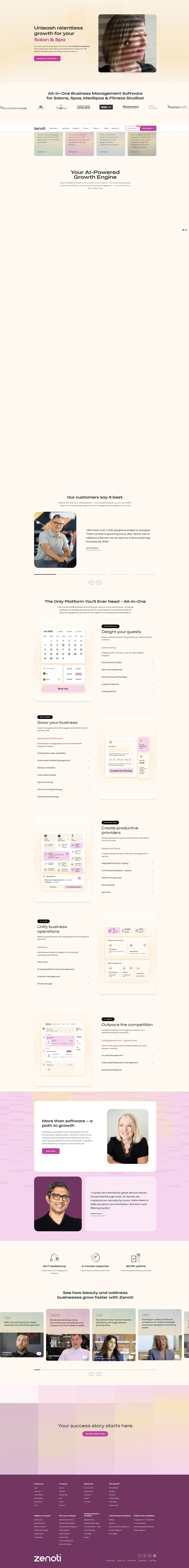 Zenoti - AI-Powered Business Management Software website screenshot