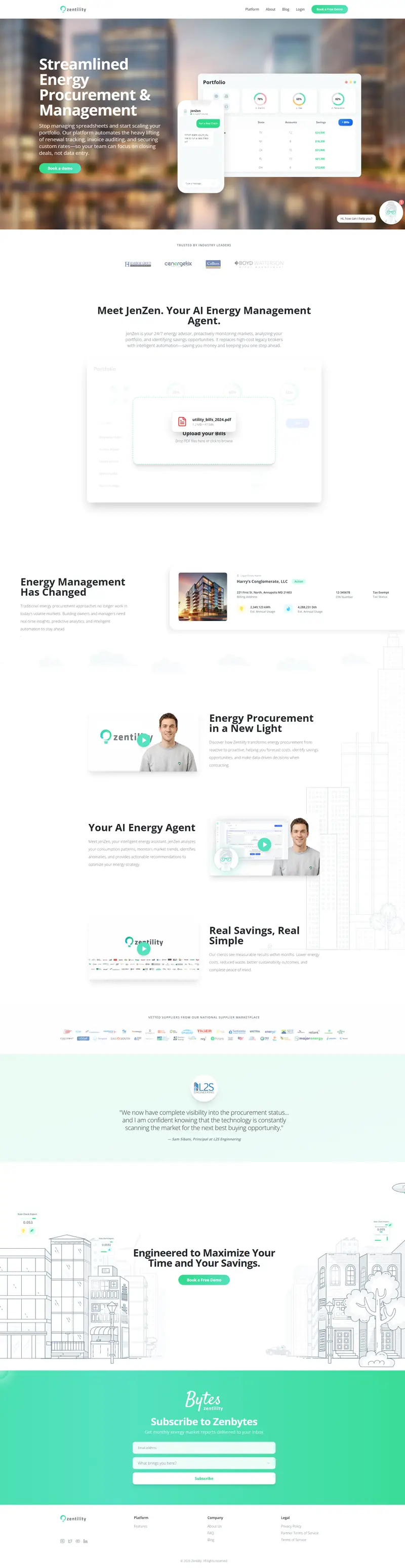 Zentility | Smart Energy Management Platform | Zentility website screenshot