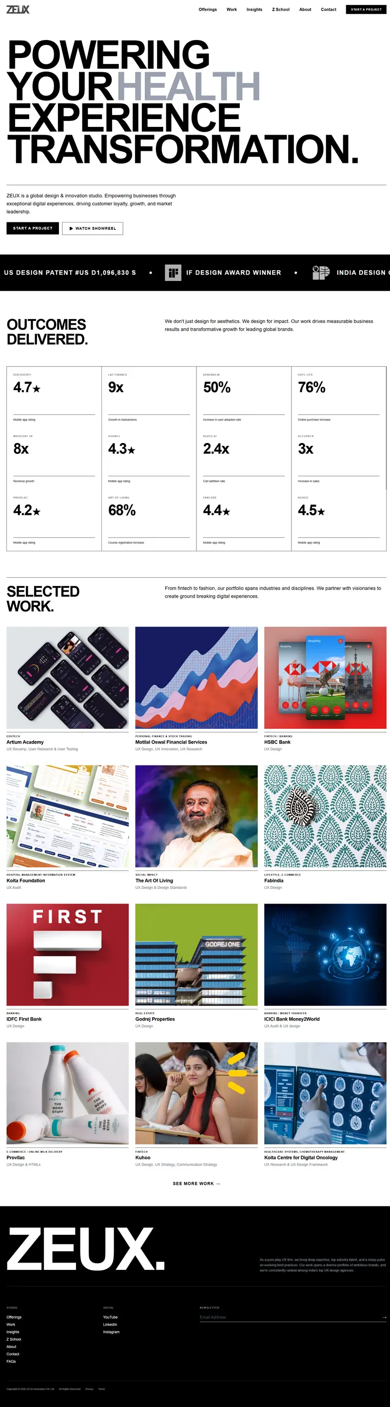 ZEUX Innovation | Global UX Design Company | Outcome Driven UX Design Agency website screenshot