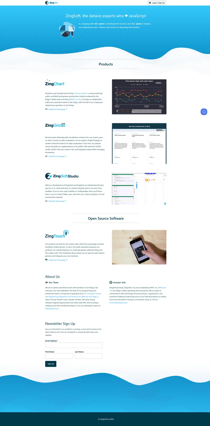 ZingSoft website screenshot